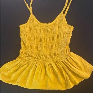Gold or Mustard Camisole with raised polka dots Peplum top Small